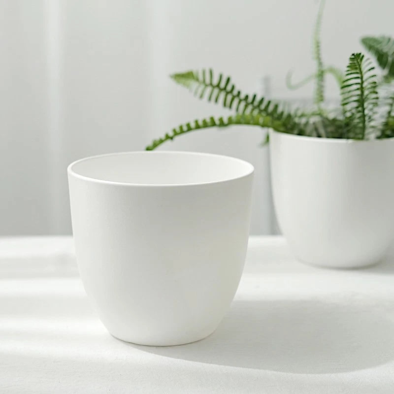 Home Collection 2Pcs White 5.5" Round Plastic Plant Pots
