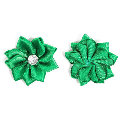 Satin Ribbon Daisy Flower Heads with Rhinestones