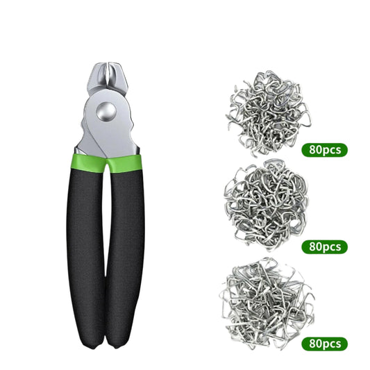 Straight Hog Ring Pliers with 240PCS Hog Rings