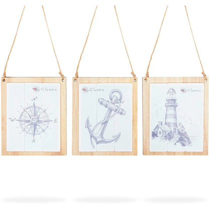 Nautical Wall Decor – Rustic Wooden Signs with Rope