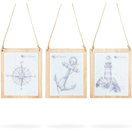 Nautical Wall Decor – Rustic Wooden Signs with Rope
