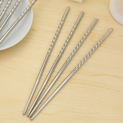 Home Collection 5 Pairs 9" Stainless Steel Chopsticks