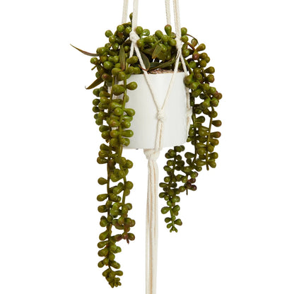 2-Pack Artificial Hanging String of Pearls Plants with Ceramic Pots