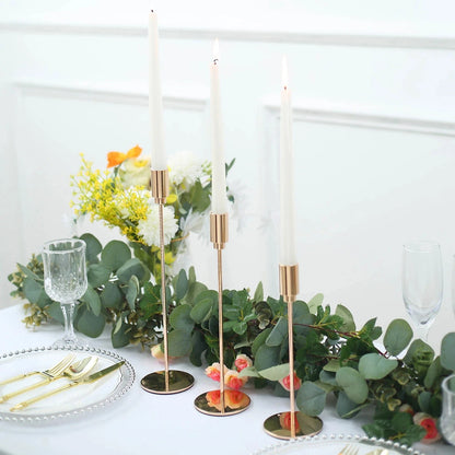 Home Collection 3-Piece Gold Metal Taper Candle Holders with Round Base