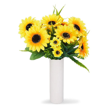 2 Bunches Artificial Sunflowers with Stems, 13.5 In, Yellow