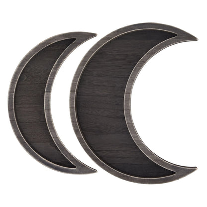 2-Piece Rustic Wood Crescent Moon Crystal Display Trays