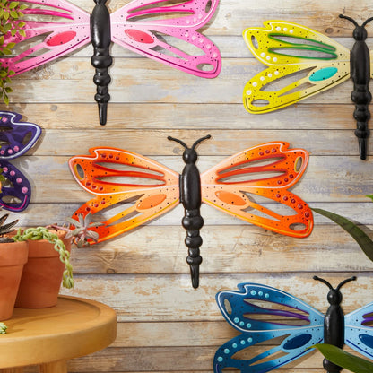5-Pack Colorful 3D Metal Dragonfly Wall Decor