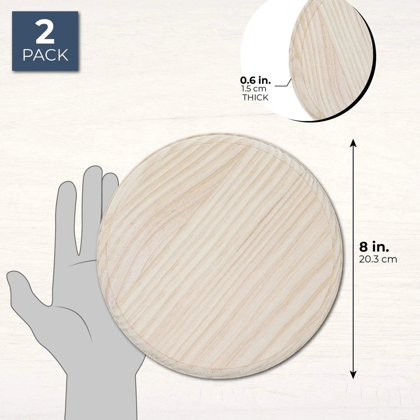 Bright Creations 2-Pack Unfinished Wood Round Plaques