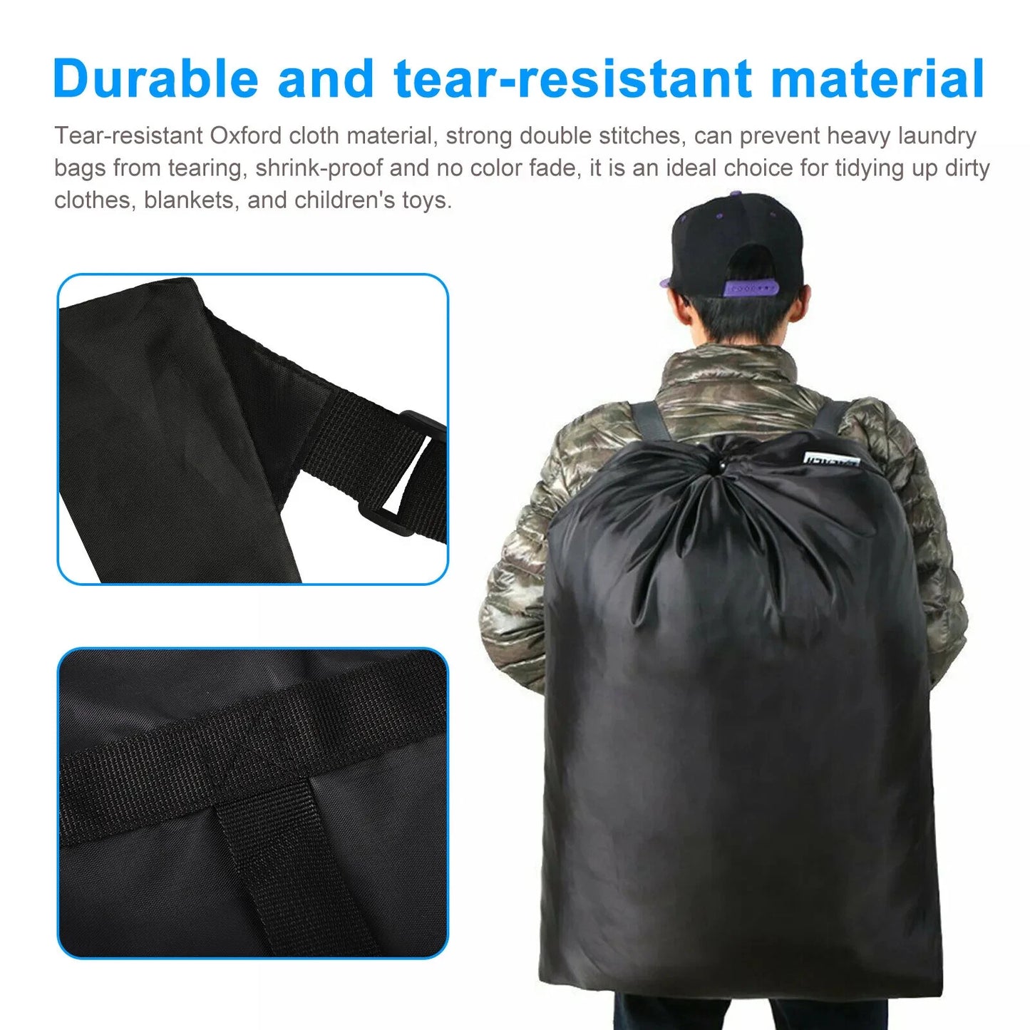 Home Collection Large Laundry Backpack Bag with Drawstring