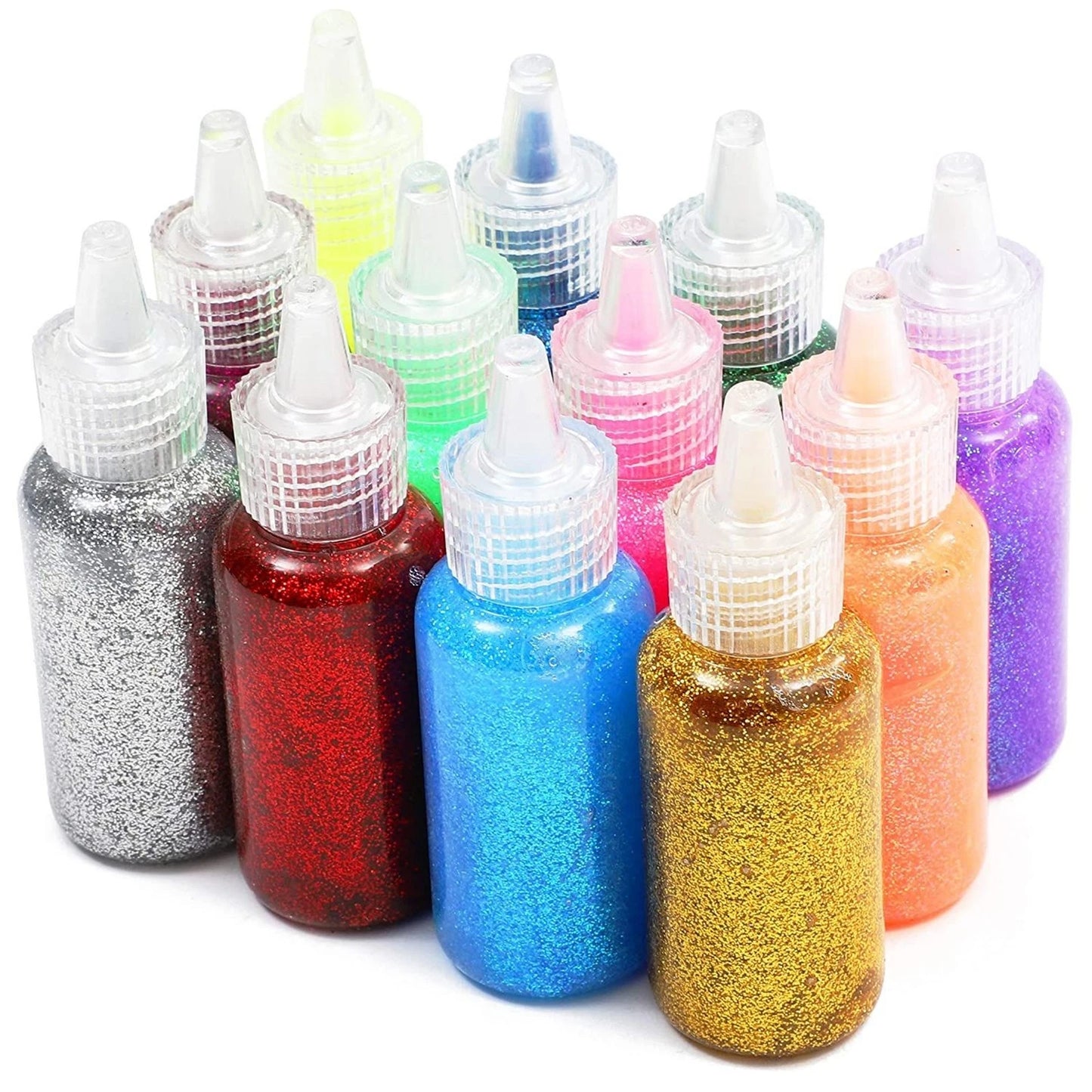 Home Collection 12Pcs Neon Metallic Glitter Glue Bottles