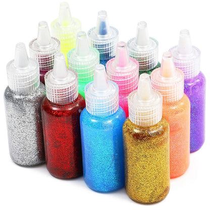 Home Collection 12Pcs Neon Metallic Glitter Glue Bottles