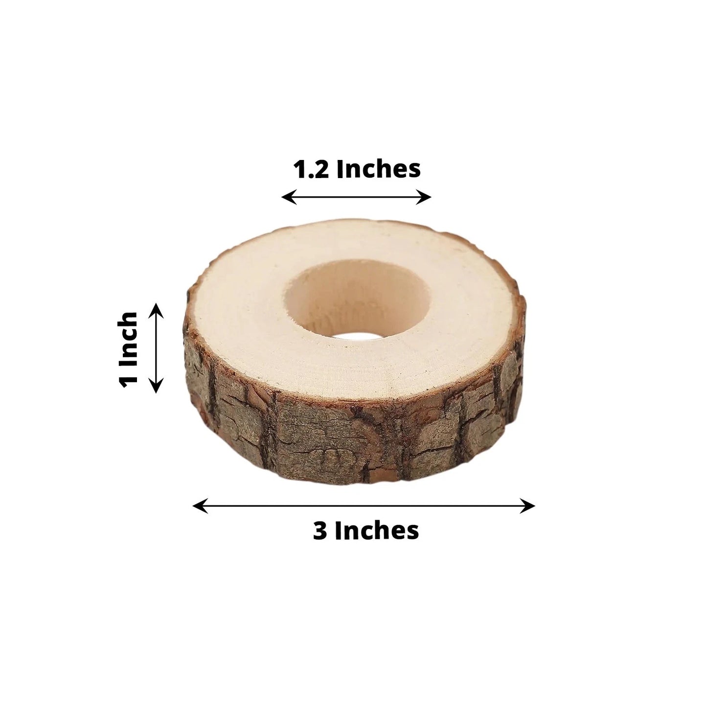 4-Pack Natural Birch Wood 3” Round Napkin Rings