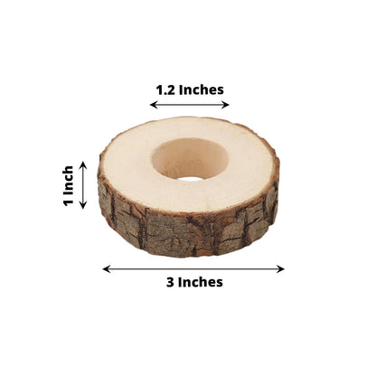 4-Pack Natural Birch Wood 3” Round Napkin Rings