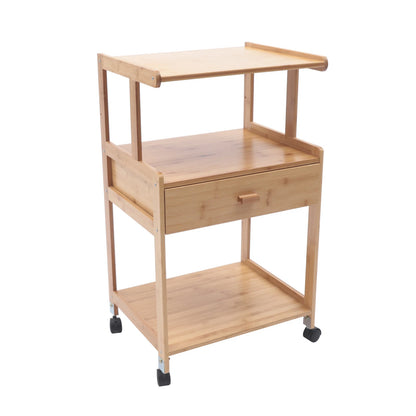 Mobile Printer Stand Rolling Cart – 2/3 Tier Bamboo Storage