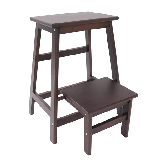 2-Tier Folding Step Stool – Multi-Purpose Wood Ladder and Stool