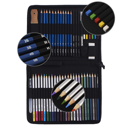 51-Piece Professional Drawing & Sketching Artist Kit with Carrying Case
