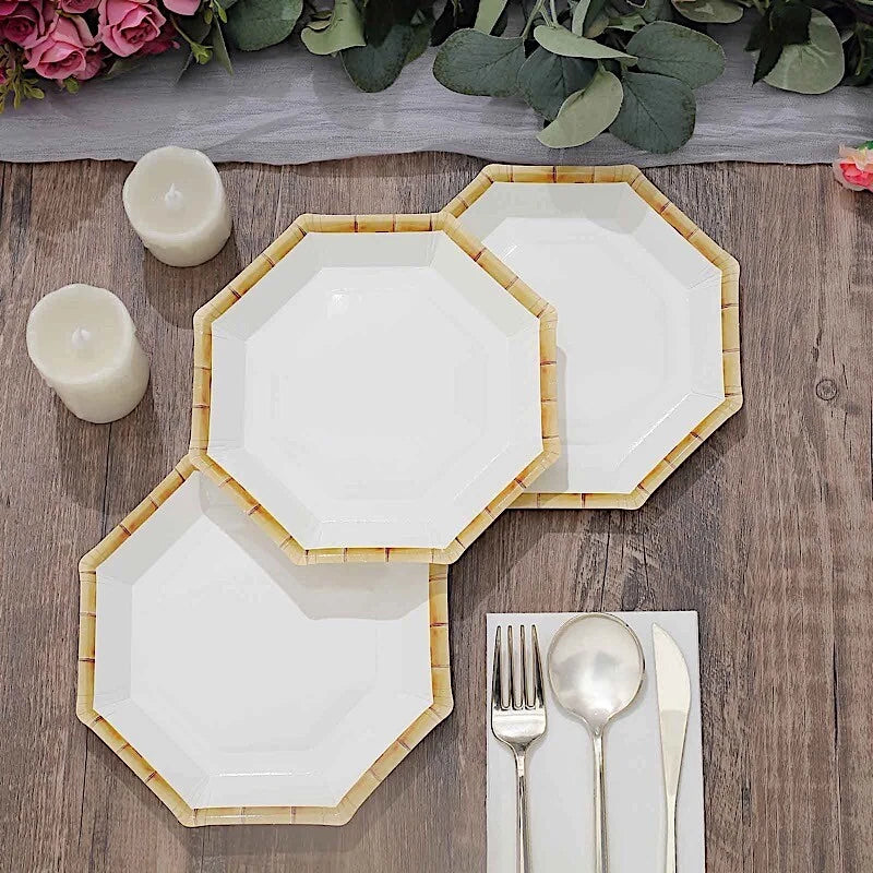 Home Collection 25-Pack White Octagon Disposable Dinner Paper Plates