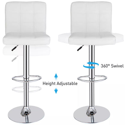 Set of 2 Adjustable Swivel Bar Stools with Footrest