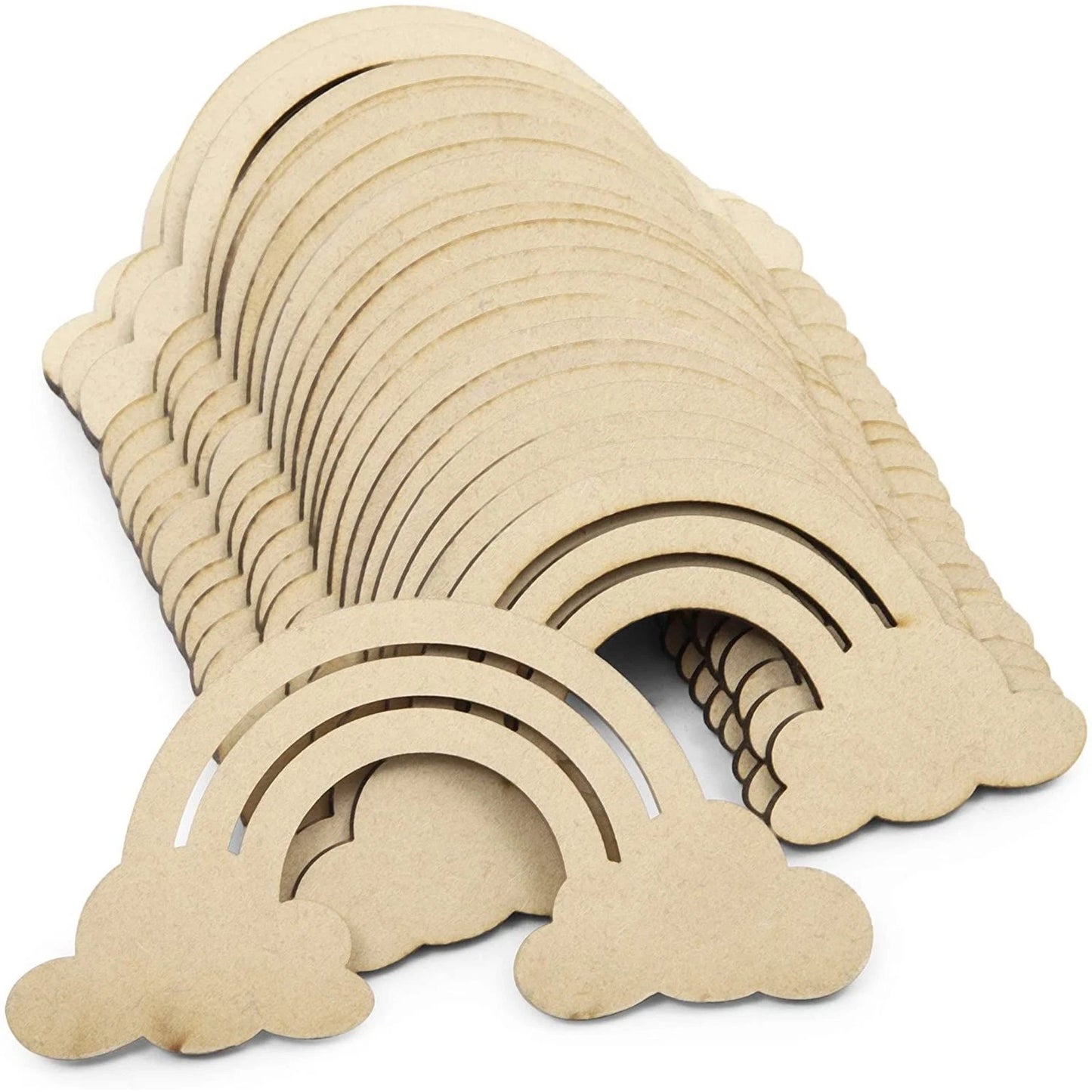 24-Pack Unfinished Wood Rainbow Cloud Cutouts for Crafts and Decor