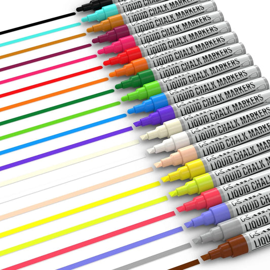 20-Pack Liquid Chalk Markers – Reversible Tip