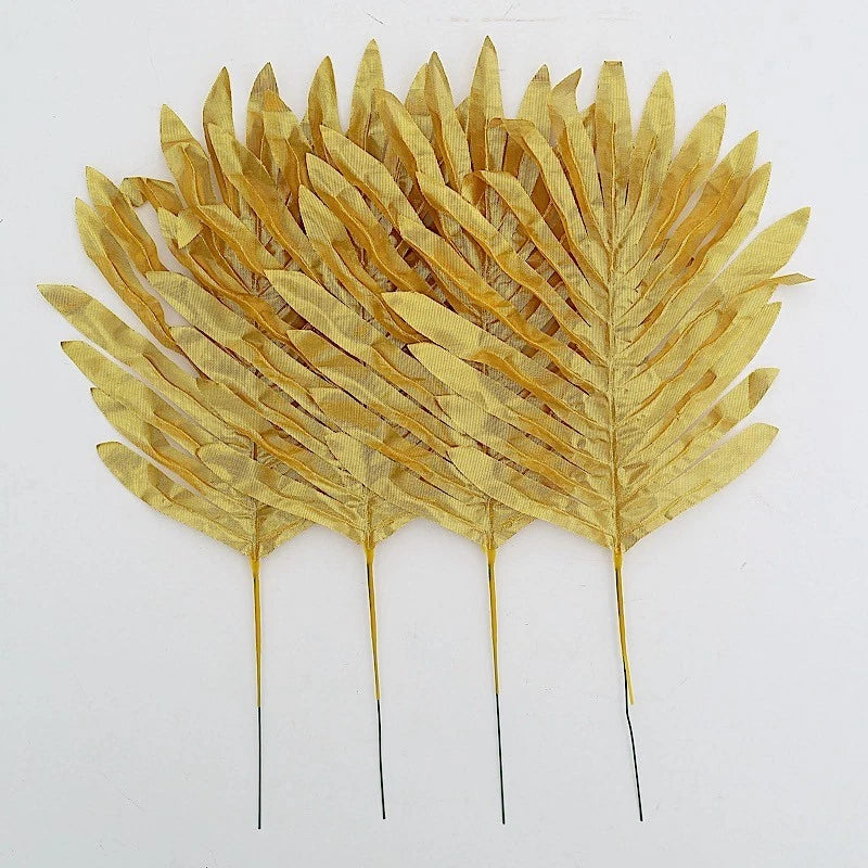 Home Collection 28-Pack Assorted Green & Gold Silk Tropical Leaves Monstera Palm Stems