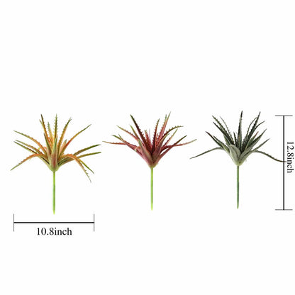 Home Collection 3PCS 12" Faux Succulent Aloe Sprays Orange Burgundy Green Artificial Stems