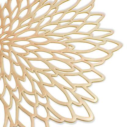 Home Collection 12Pcs Gold Metallic Round Leaf Placemats