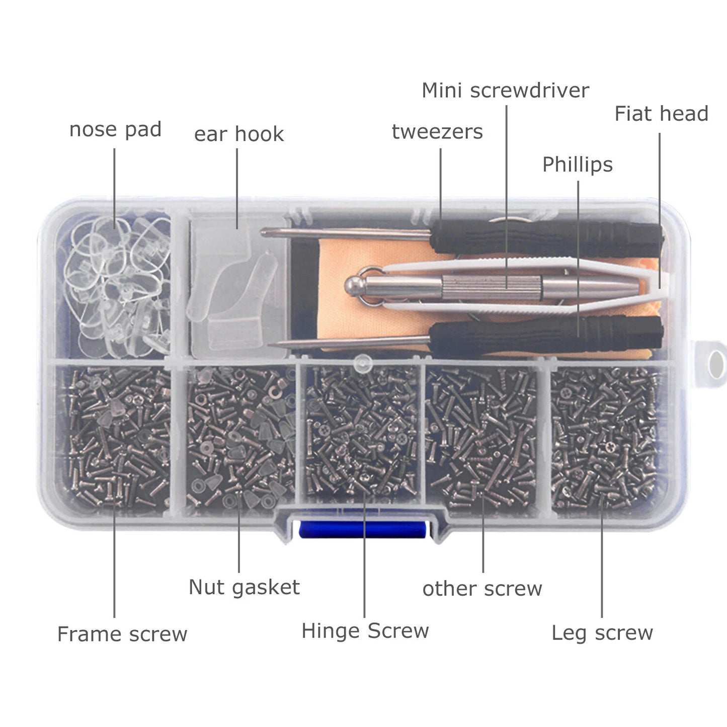 Eyeglass and Sunglasses Screw Nut Nose Pad Optical Repair Tool Kit