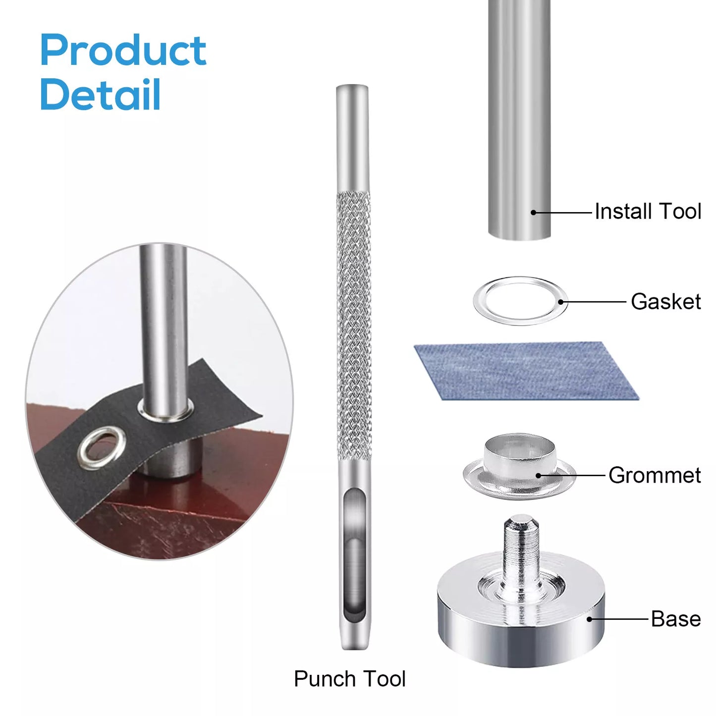 600 Set 3/16" Grommet and Washer Kit with Hole Punch