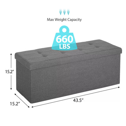 Folding Storage Ottoman Bench with Hidden Storage