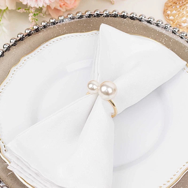 Home Collection 10 Pack Gold Napkin Rings with Faux Pearls