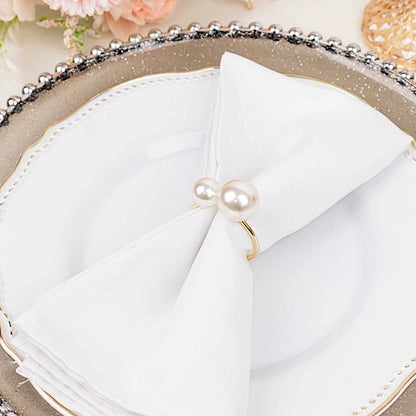 Home Collection 10 Pack Gold Napkin Rings with Faux Pearls