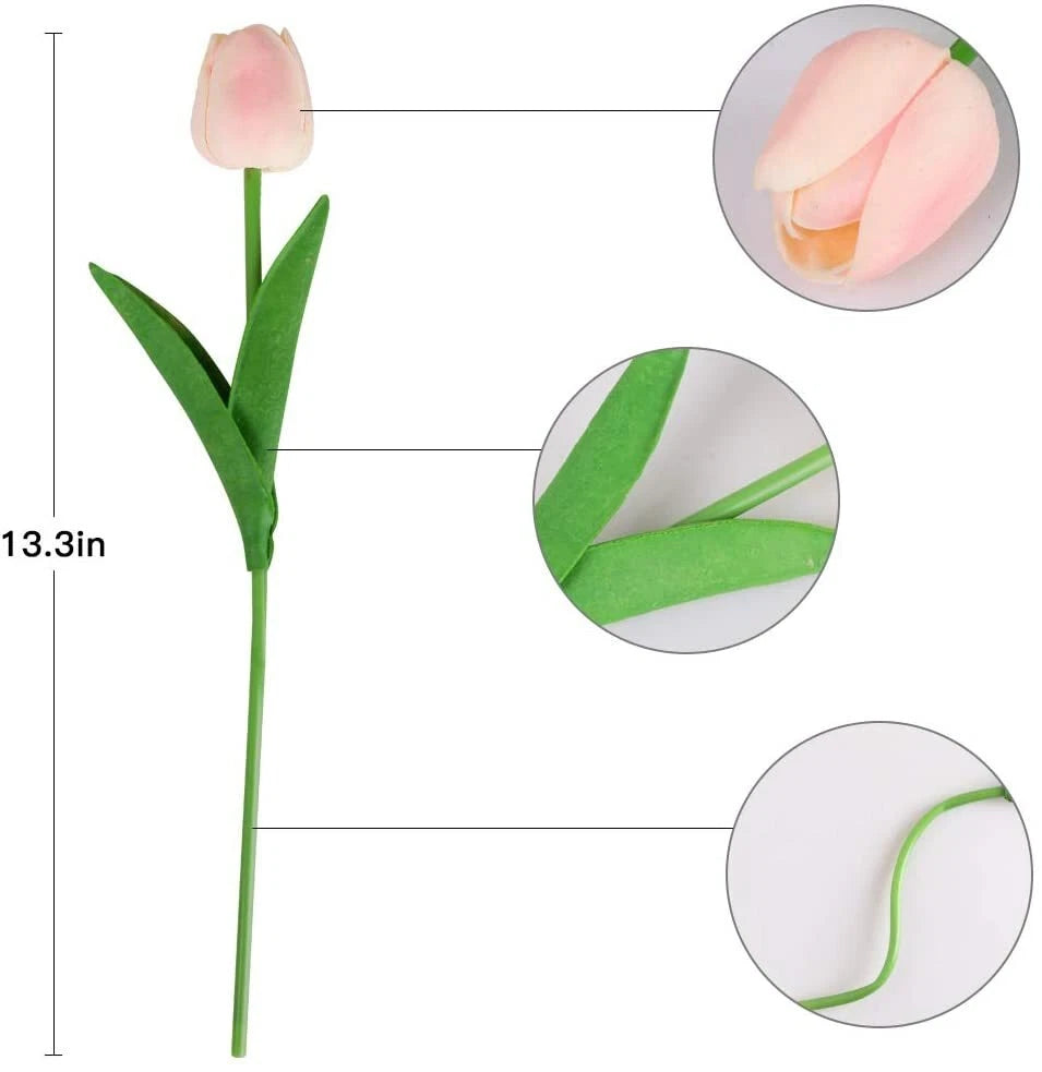 Home Collection 10-Pack Artificial Tulips Real Touch Silk Flowers
