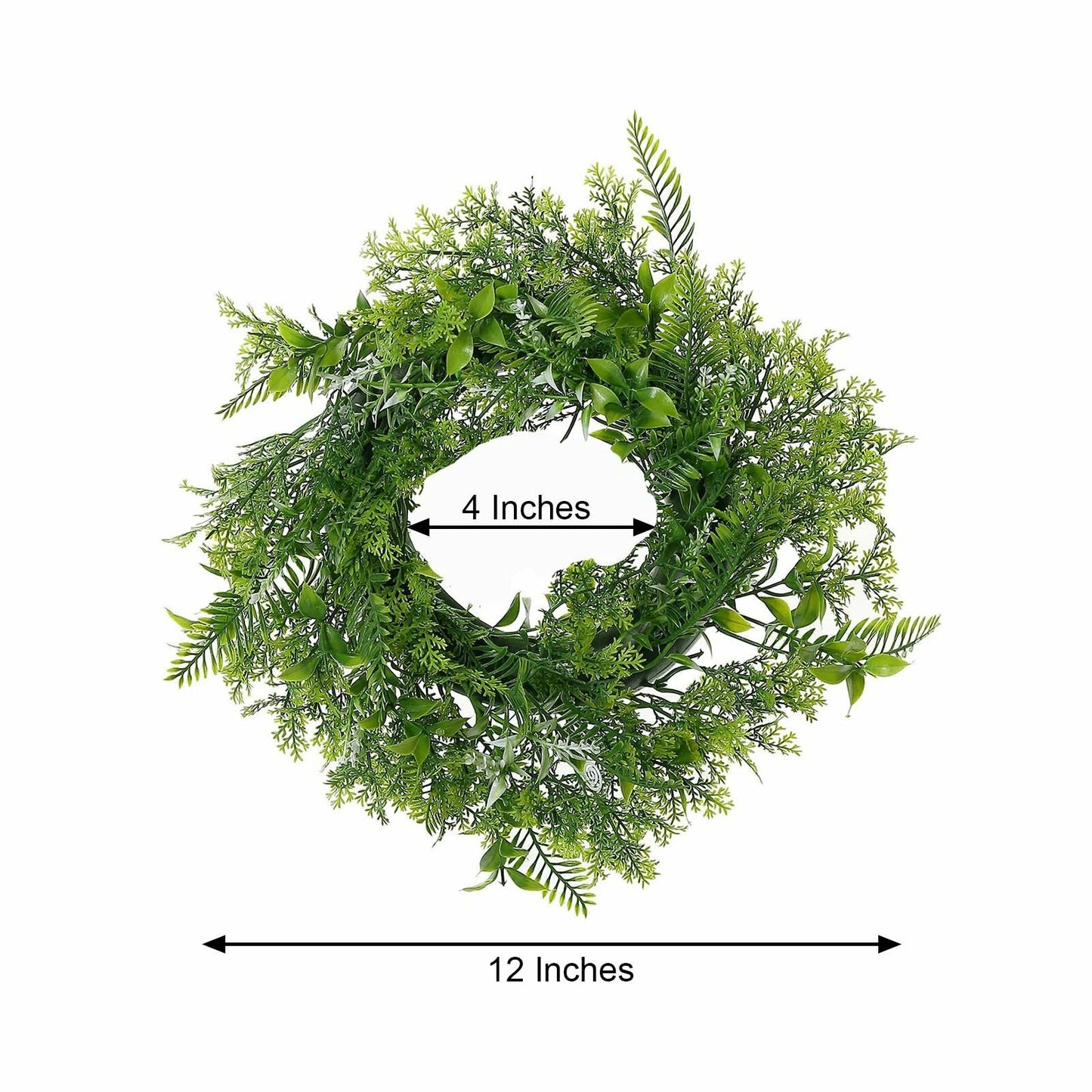 Home Collection 2-Pack 12" Green Artificial Leaves Wreath Candle Rings