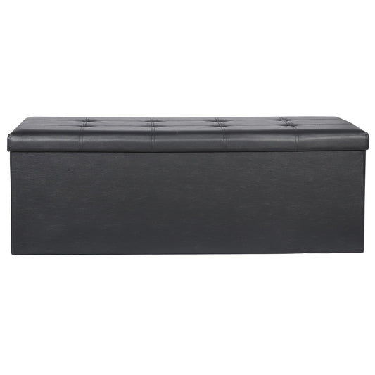 43-Inch Black Storage Ottoman Bench
