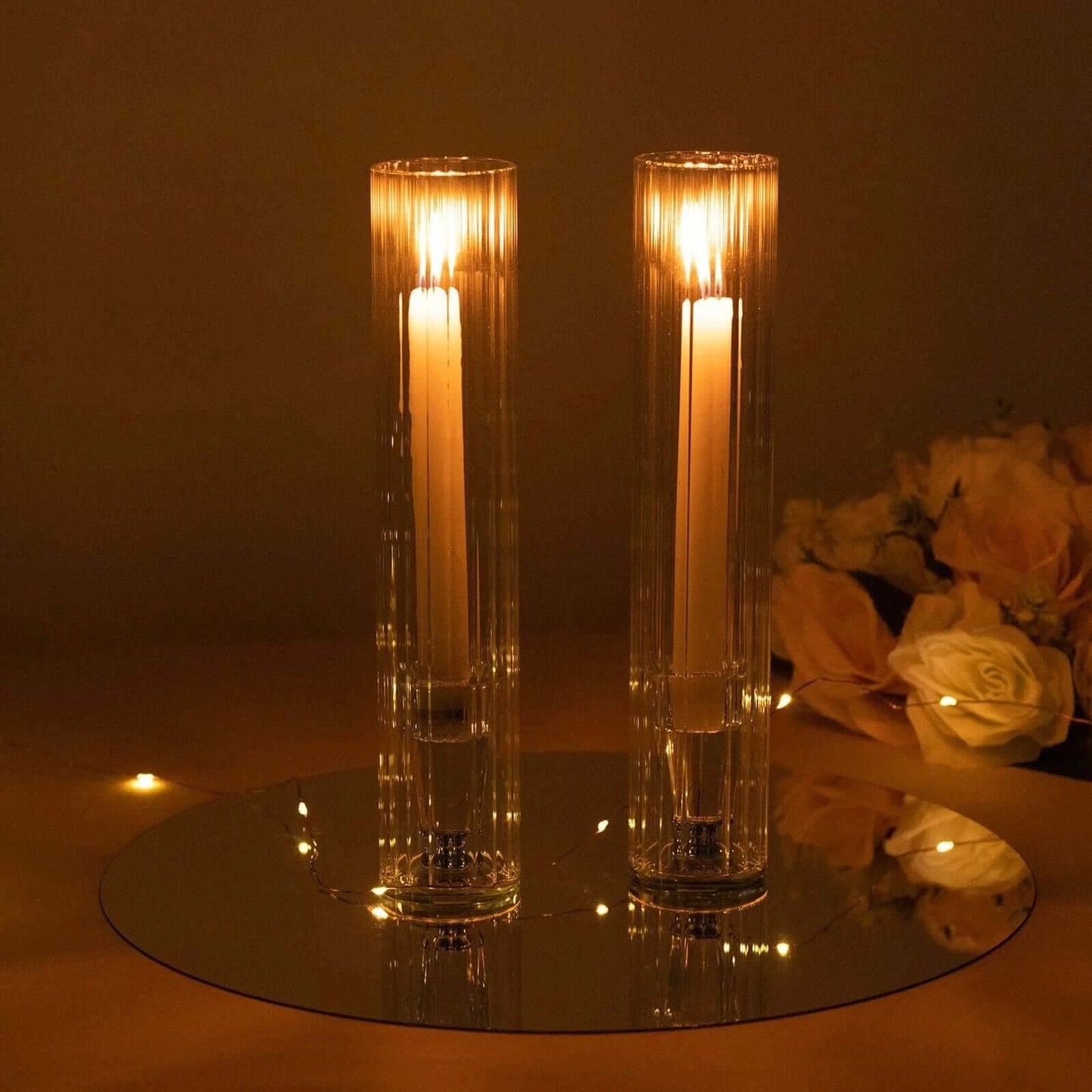 2-Pack Clear Ribbed Glass Candle Shades – Pillar & Candelabra