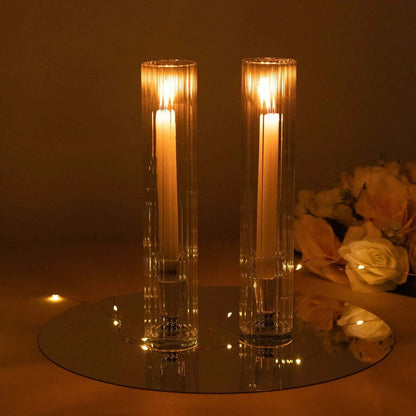 2-Pack Clear Ribbed Glass Candle Shades – Pillar & Candelabra
