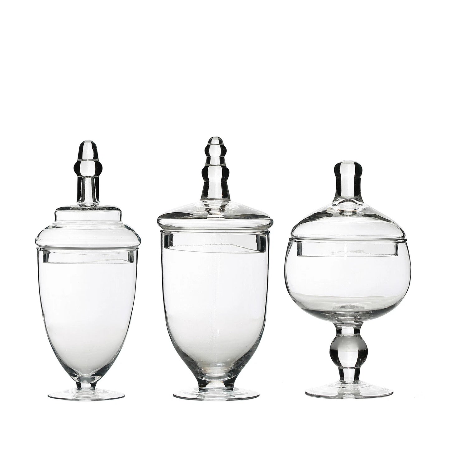 Home Collection 3-Piece Clear Glass Apothecary Jars Set – 9", 10", 11"