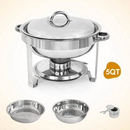 Home Collection 2-Pack 5Qt Stainless Steel Chafing Dish Set