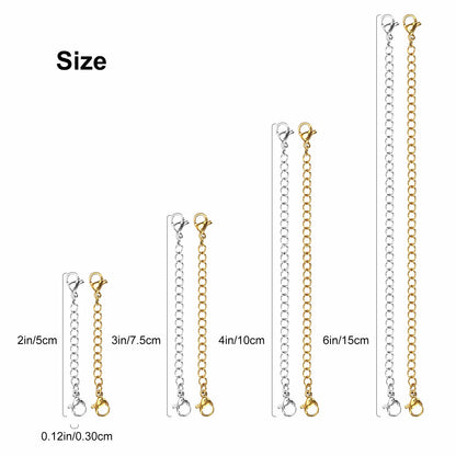 12x Stainless Steel Necklace & Bracelet Extender Chain Set