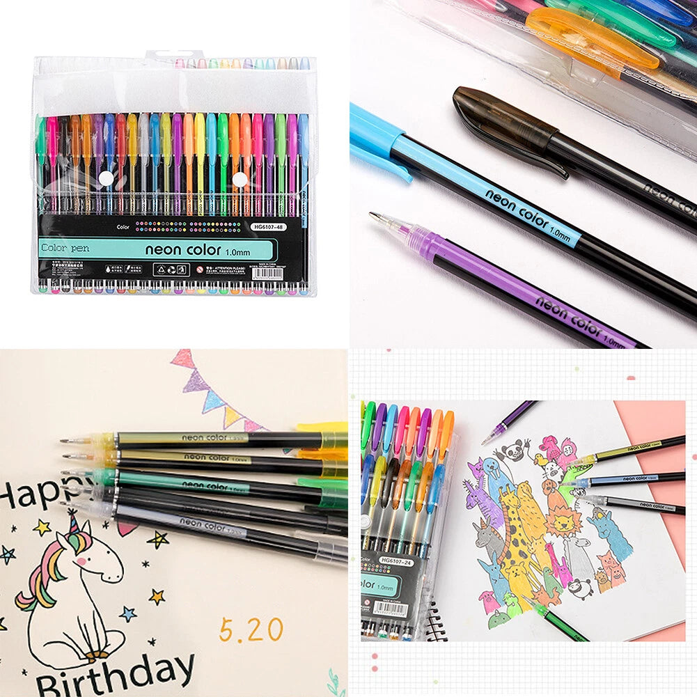 48PCS Neon Color Gel Pen Set