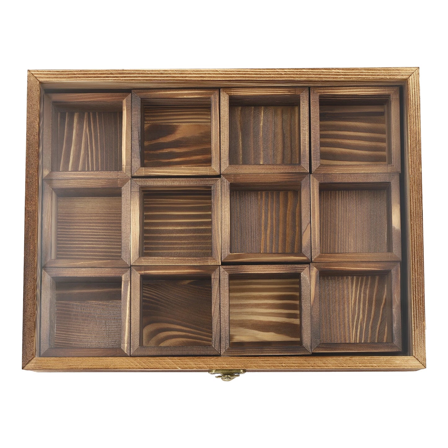 12-Compartment Wooden Spice Box with Spoon