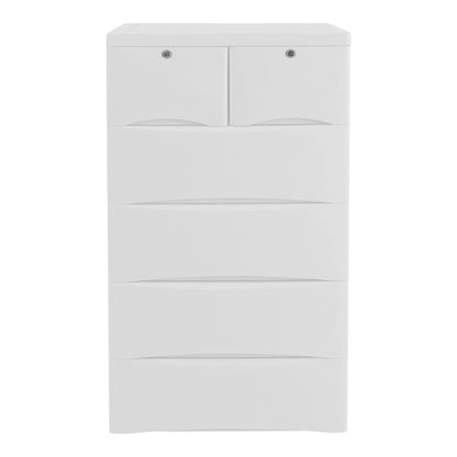 6-Drawer White Tall Dresser – Narrow Space-Saver Storage Chest