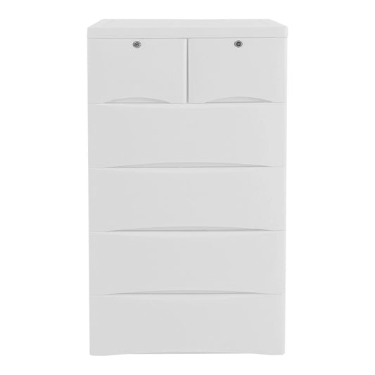 6-Drawer White Tall Dresser – Narrow Space-Saver Storage Chest