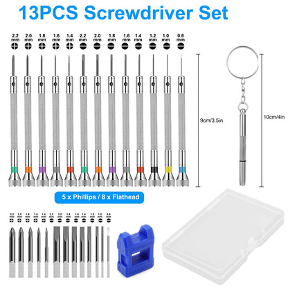 28x 360° Rotation Watch Repair Tools Mini Screwdriver Set