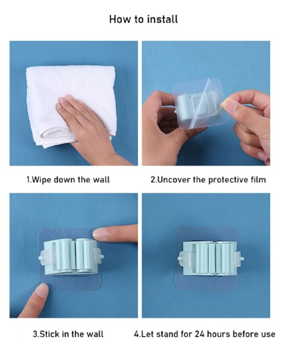 4-Pack Wall-Mount Broom Holder
