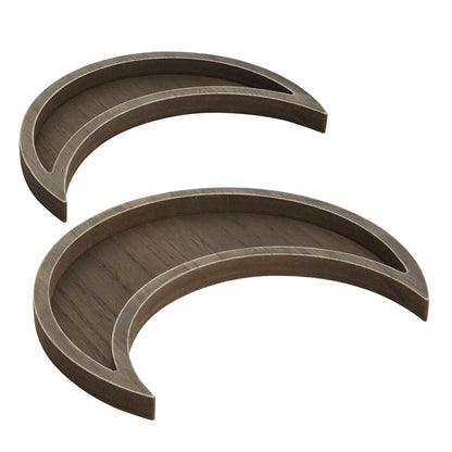 2-Piece Wooden Crescent Moon Crystal Display Trays