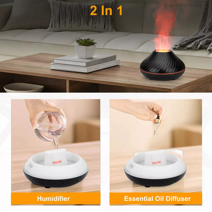 Essential Oil Ultrasonic Humidifier with 7-Color Flame Light