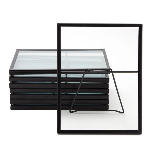 8-Pack Floating Glass Photo Frames with Pressed Flower Design
