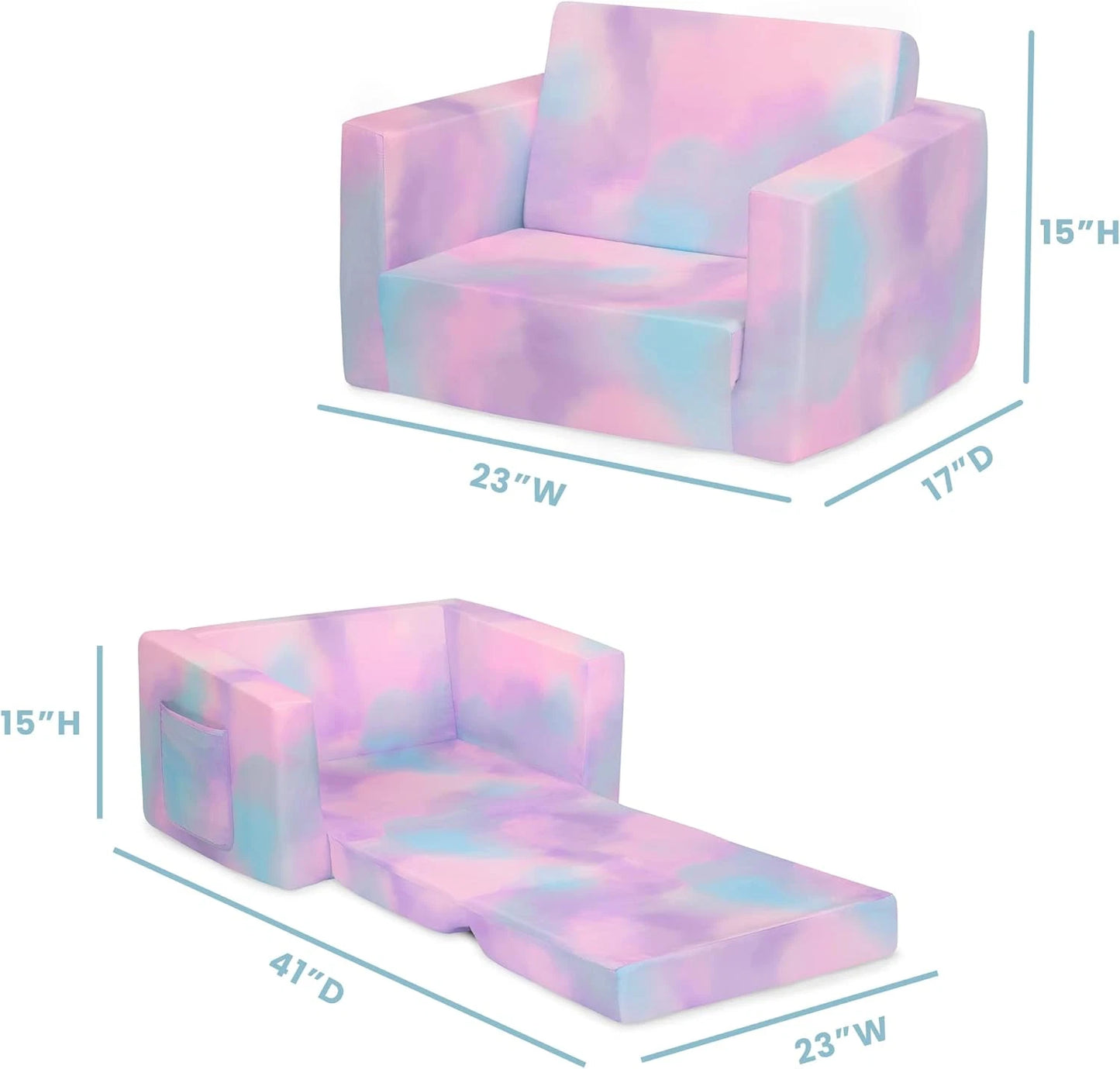 Unicorn Toddler Couch – 2-in-1 Convertible Kids Sofa & Nap Bed